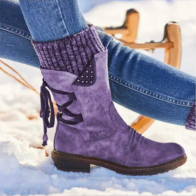 Stylish women's ankle boots with a floral pattern and buckles - J&B; - 3 - Elvaroza.com