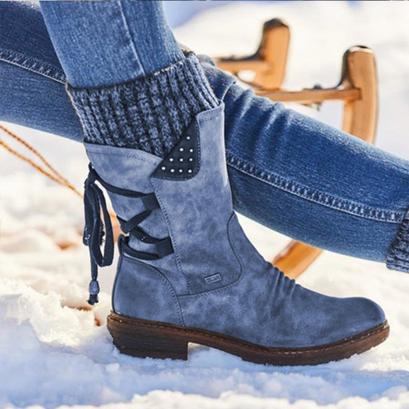 Stylish women's ankle boots with a floral pattern and buckles - J&B; - 5 - Elvaroza.com