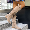 Knee-high flat women's boots with a side zipper and comfortable sole - J&B; - 1 - Elvaroza.com