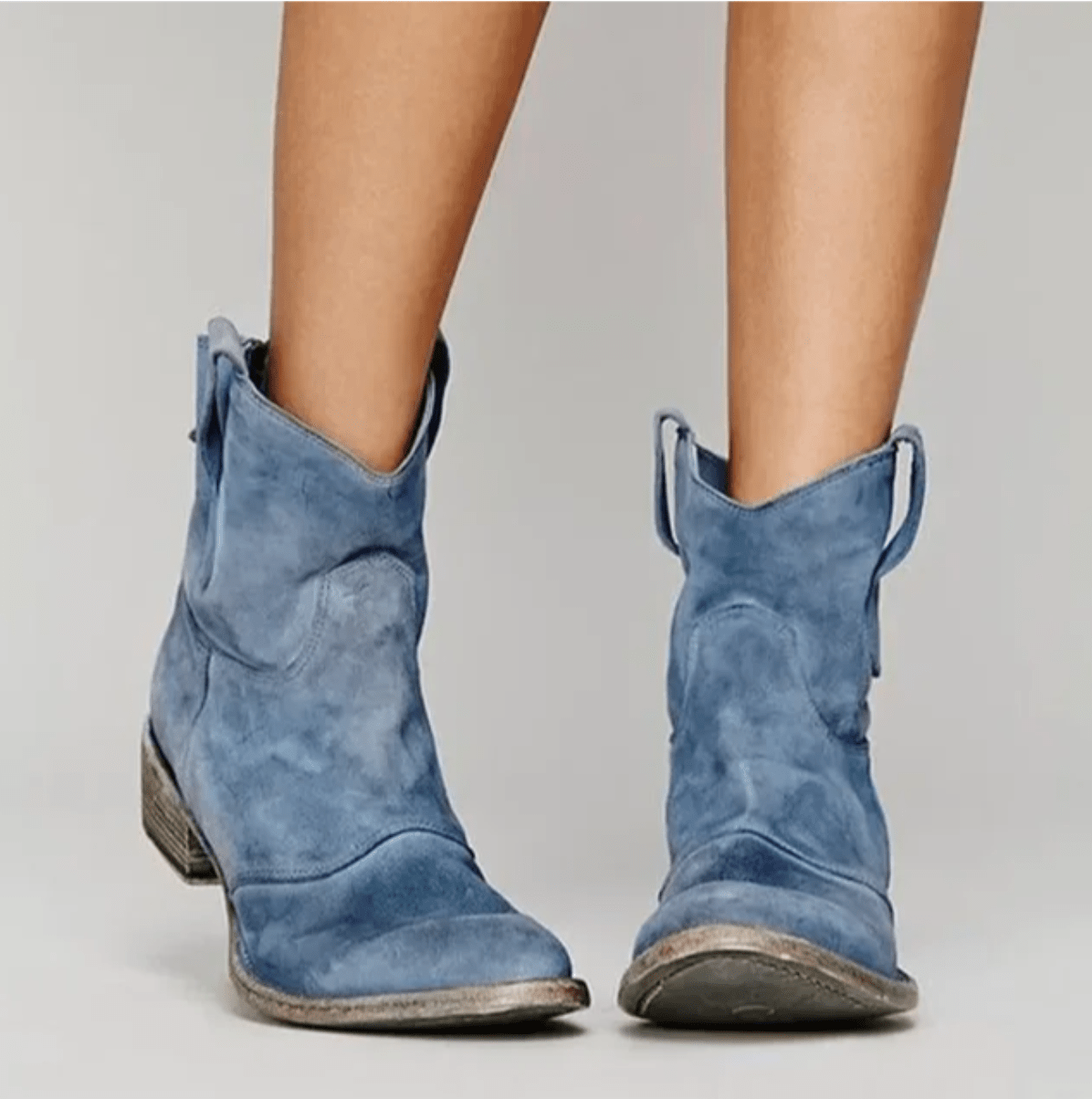 Women's Western Ankle Boots with Flat Heels – Versatile Style - J&B; - 1 - Elvaroza.com