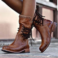 Women's Lace-Up Boots – Vintage Style with Comfortable Block Heels - J&B; - 1 - Elvaroza.com