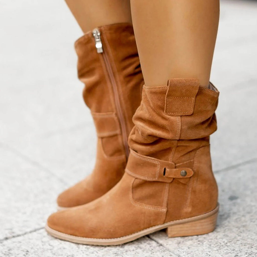 Stylish women's slouch boots with block heels and adjustable straps - J&B; - 1 - Elvaroza.com