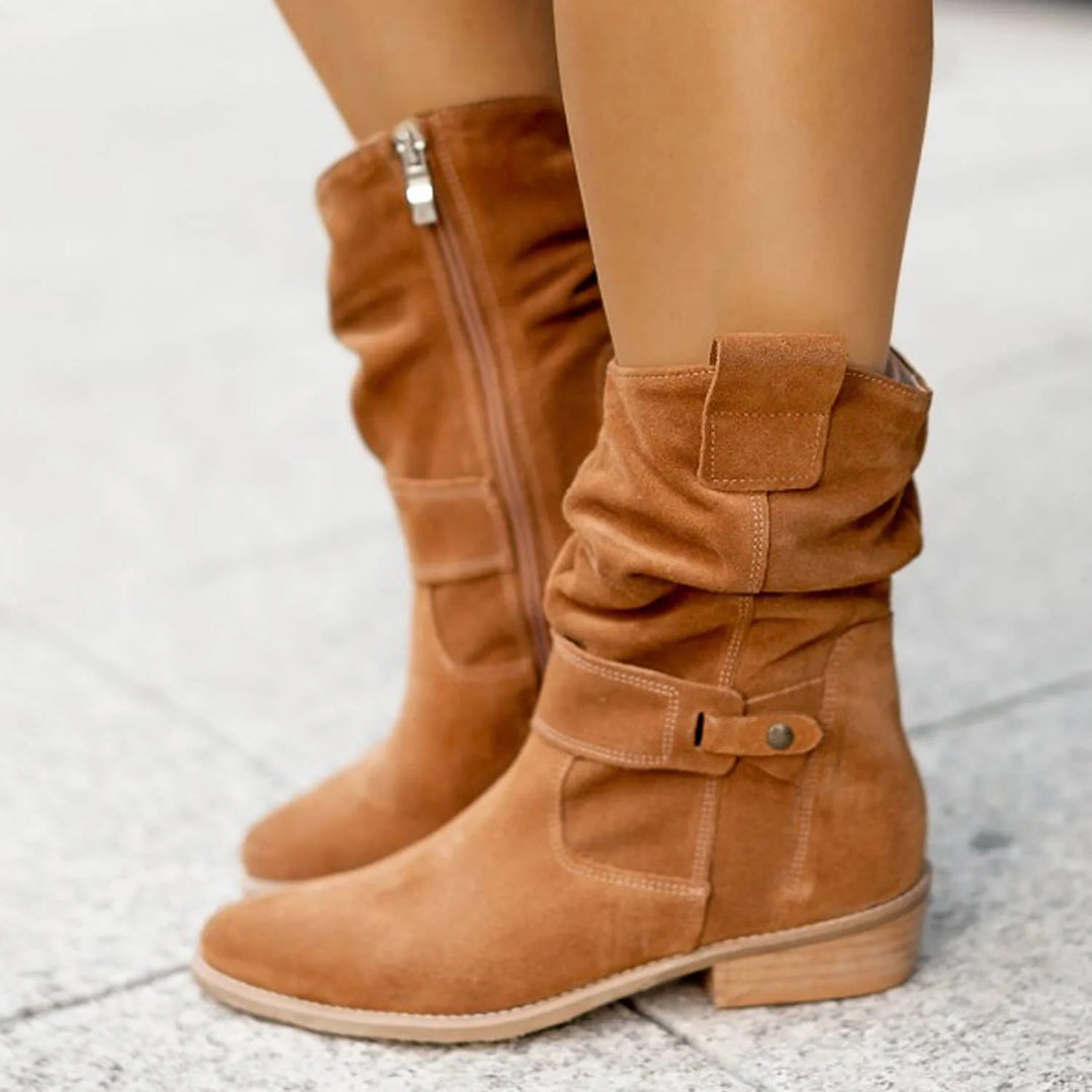 Stylish women's slouch boots with block heels and adjustable straps - J&B; - 1 - Elvaroza.com