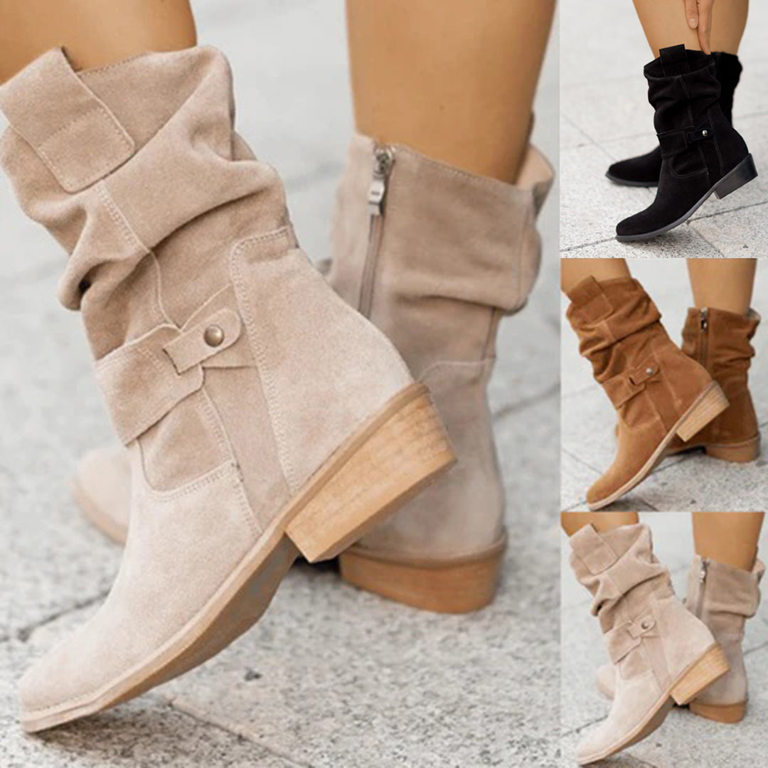 Stylish women's slouch boots with block heels and adjustable straps - J&B; - 2 - Elvaroza.com