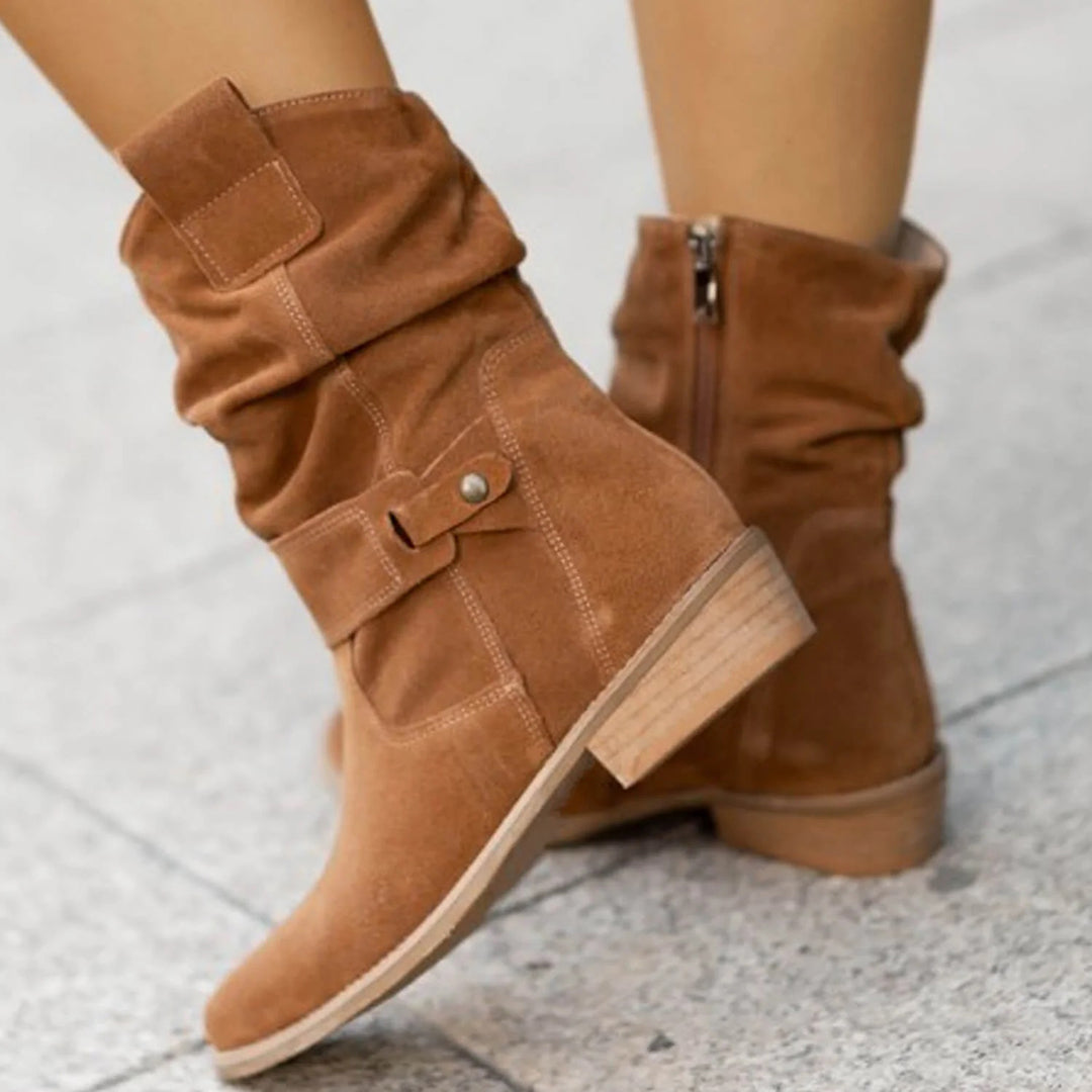 Stylish women's slouch boots with block heels and adjustable straps - J&B; - 4 - Elvaroza.com