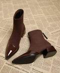 Women's Ankle Boots with Block Heels and Shiny Toes - J&B; - 1 - Elvaroza.com