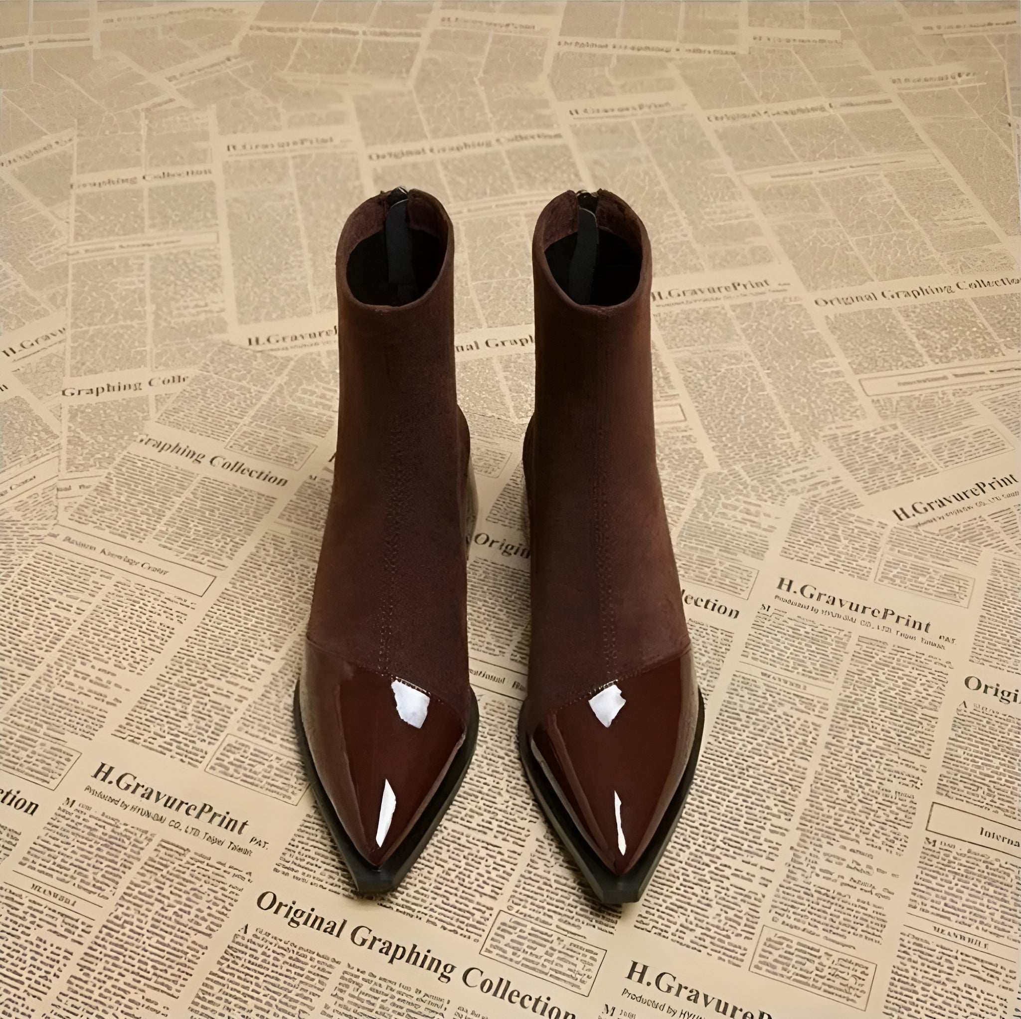 Women's Ankle Boots with Block Heels and Shiny Toes - J&B; - 4 - Elvaroza.com