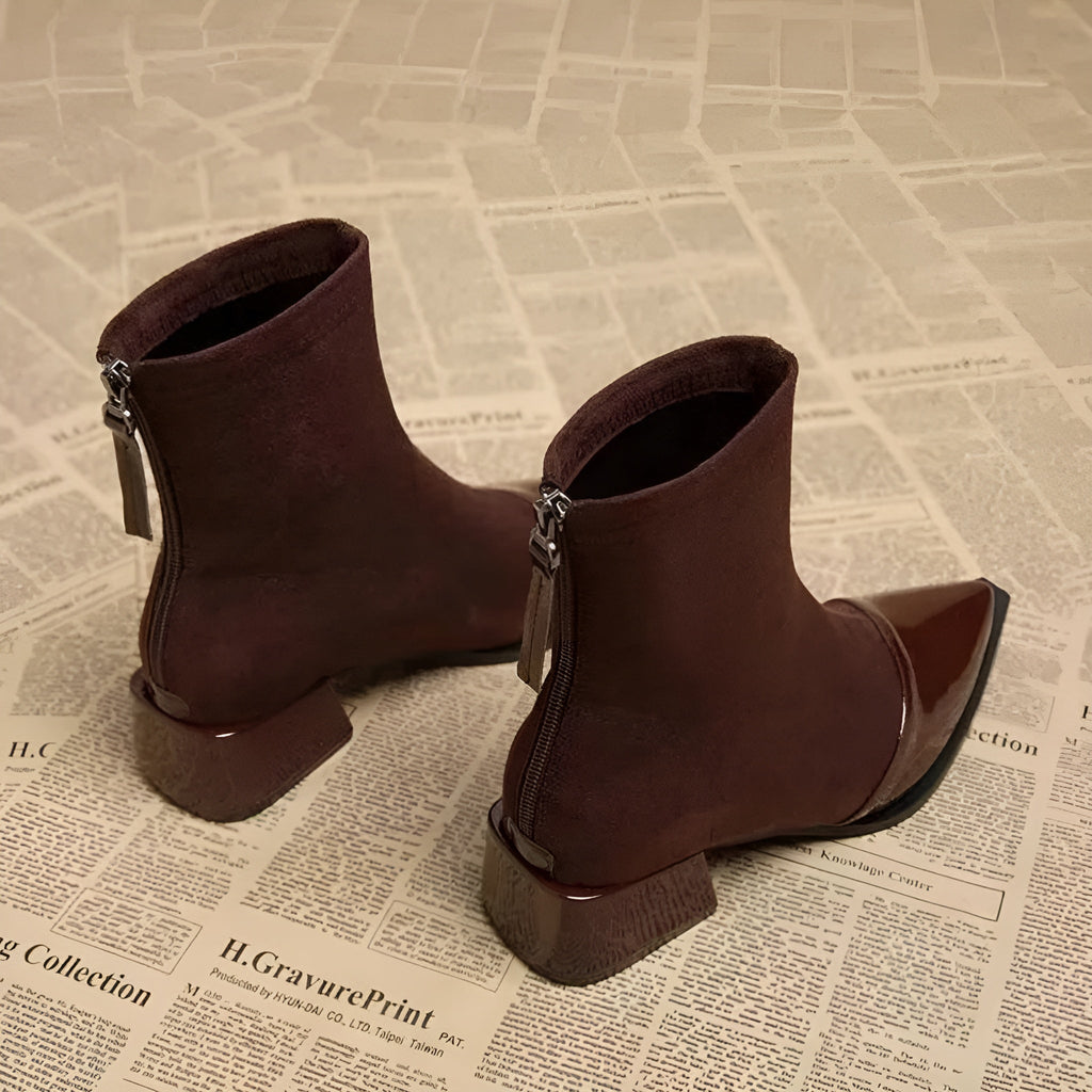 Women's Ankle Boots with Block Heels and Shiny Toes - J&B; - 5 - Elvaroza.com