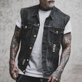 Men's Denim Vest – Sleeveless and in a Distinctive Streetwear Style - J&B; - 1 - Elvaroza.com