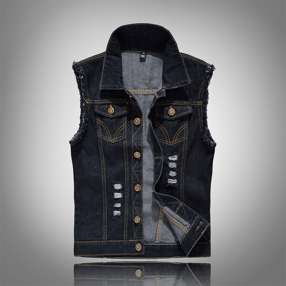 Men's Denim Vest – Sleeveless and in a Distinctive Streetwear Style - J&B; - 4 - Elvaroza.com