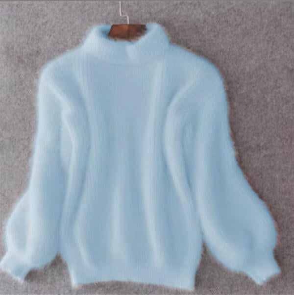 Oversized women's sweater with a stand-up collar and loose fit - J&B; - 1 - Elvaroza.com