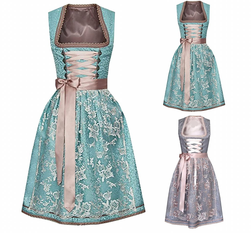Women's Dirndls with Lace Trim and an Elegant Bow - J&B; - 3 - Elvaroza.com