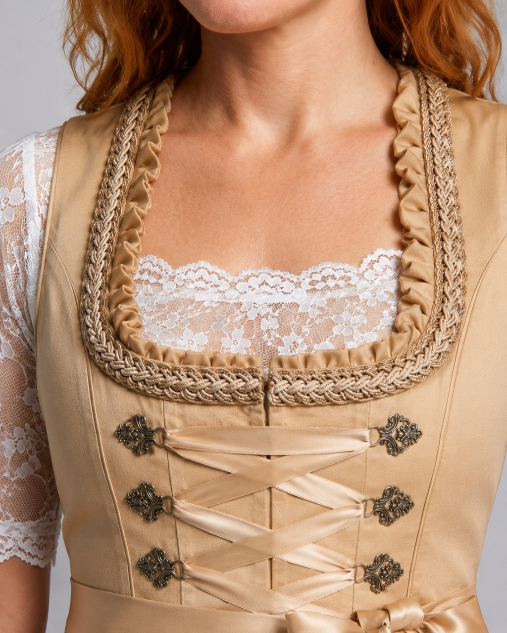 Women's Dirndl with Lace Blouse and Floral Details - J&B; - 5 - Elvaroza.com