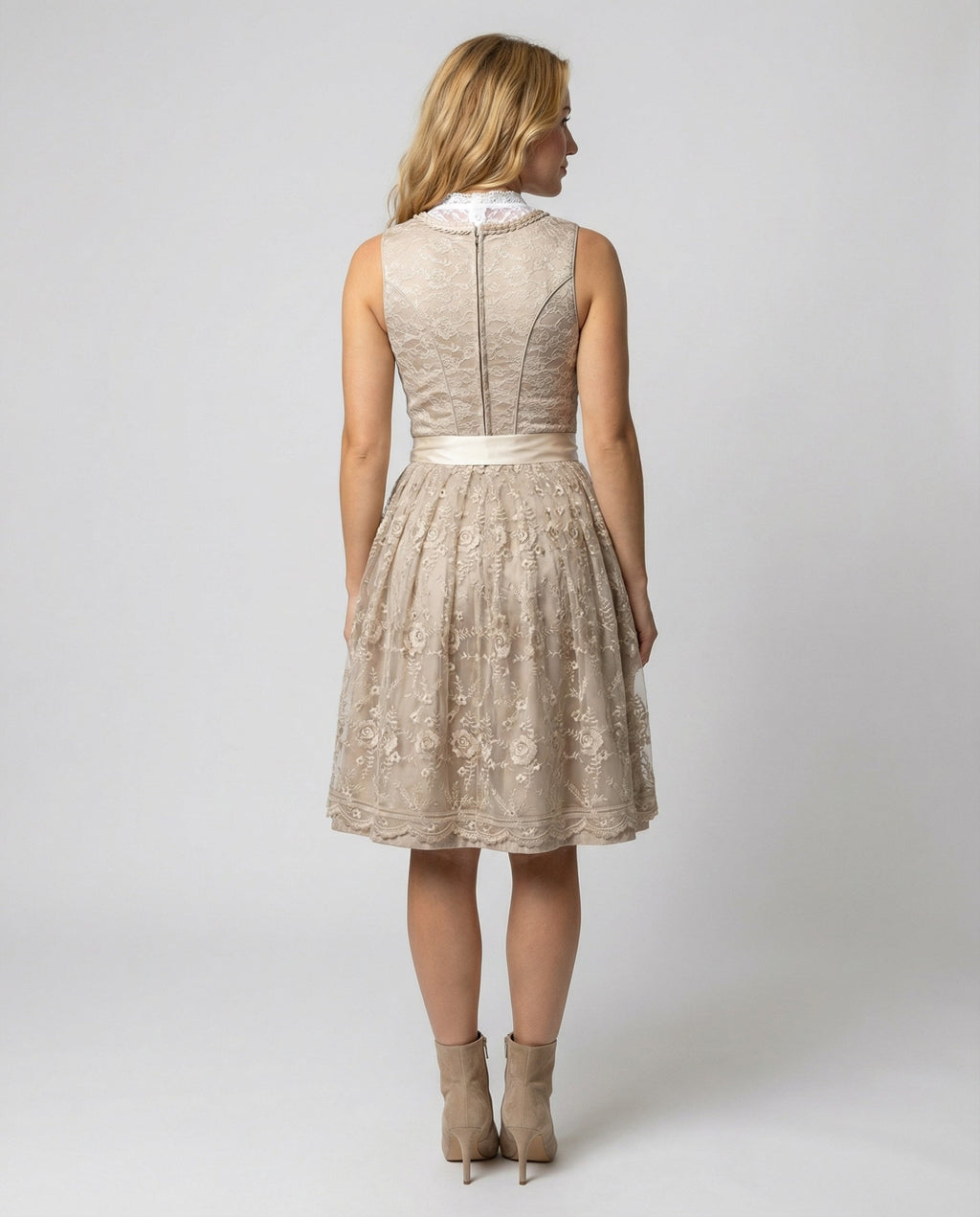 Women's Dirndl with Lace Sleeves and Floral Embroidery - J&B; - 3 - Elvaroza.com