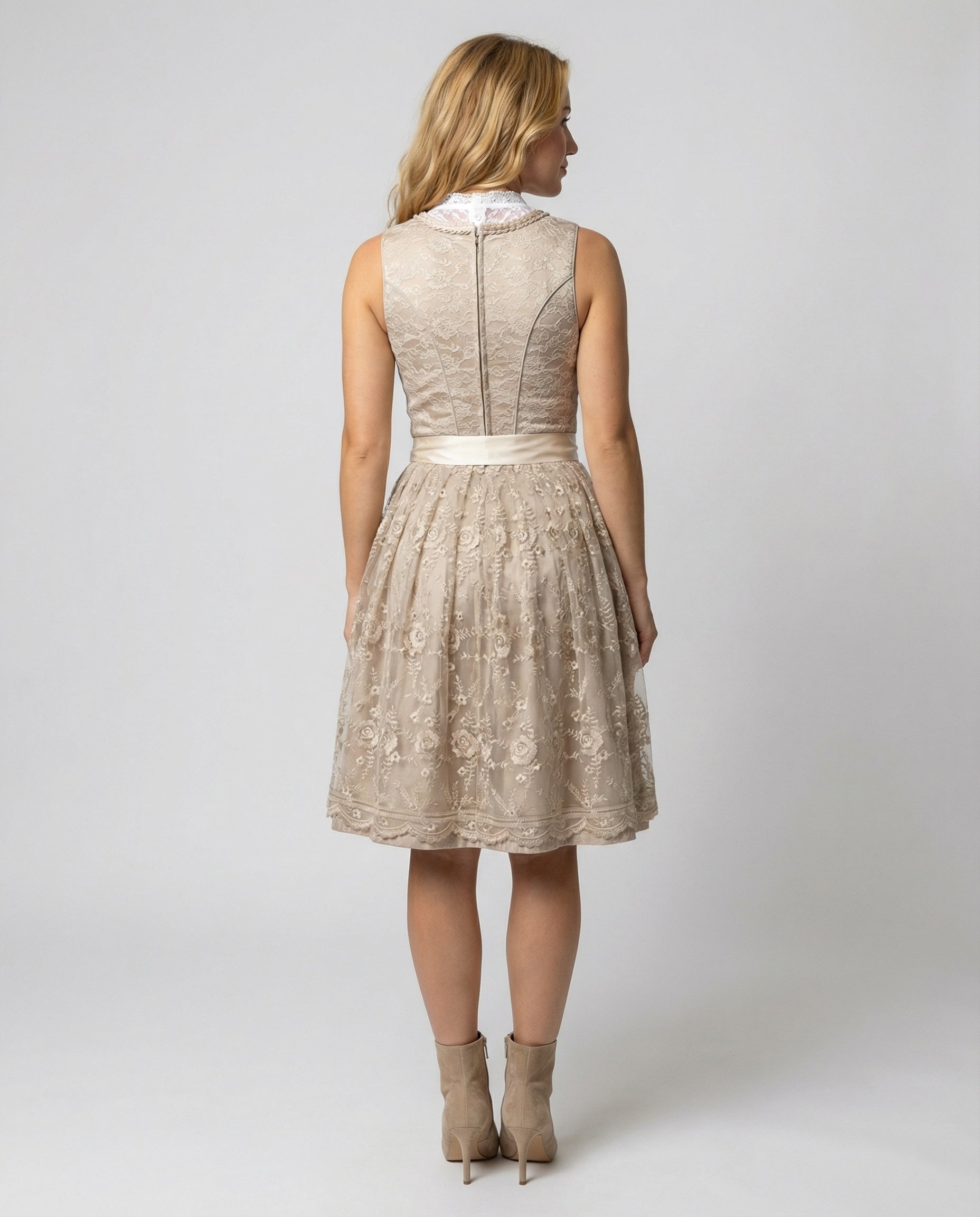 Women's Dirndl with Lace Sleeves and Floral Embroidery - J&B; - 3 - Elvaroza.com