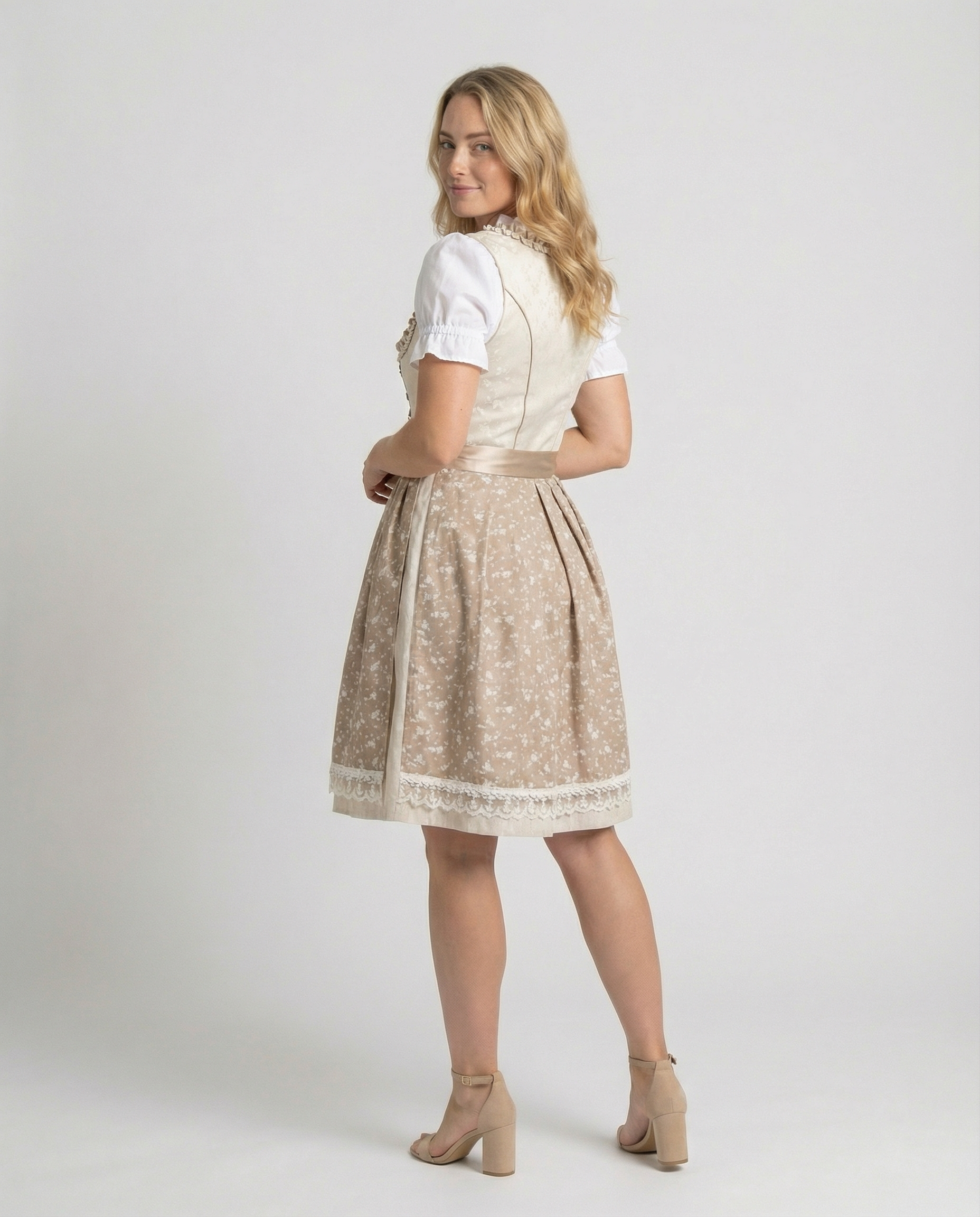 Women's Dirndl with Apron and Floral Pattern - J&B; - 3 - Elvaroza.com