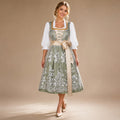 Women's Dirndl – Elegant Floral Print with Lacing and Waist Belt - J&B; - 4 - Elvaroza.com