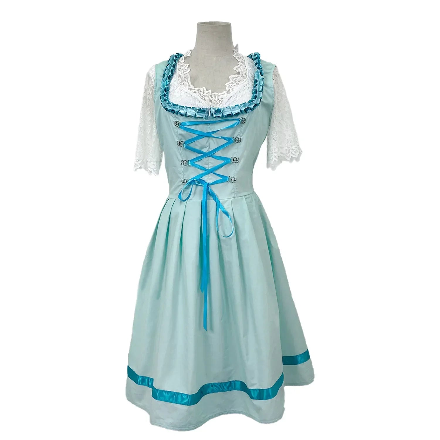 Women's Oktoberfest Dress with Lace Sleeves and Waist Belt - J&B; - 3 - Elvaroza.com
