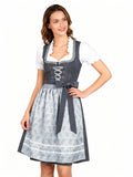 Women's Dirndl – Elegant Cut with Floral Print and Heart-Shaped Neckline - J&B; - 1 - Elvaroza.com