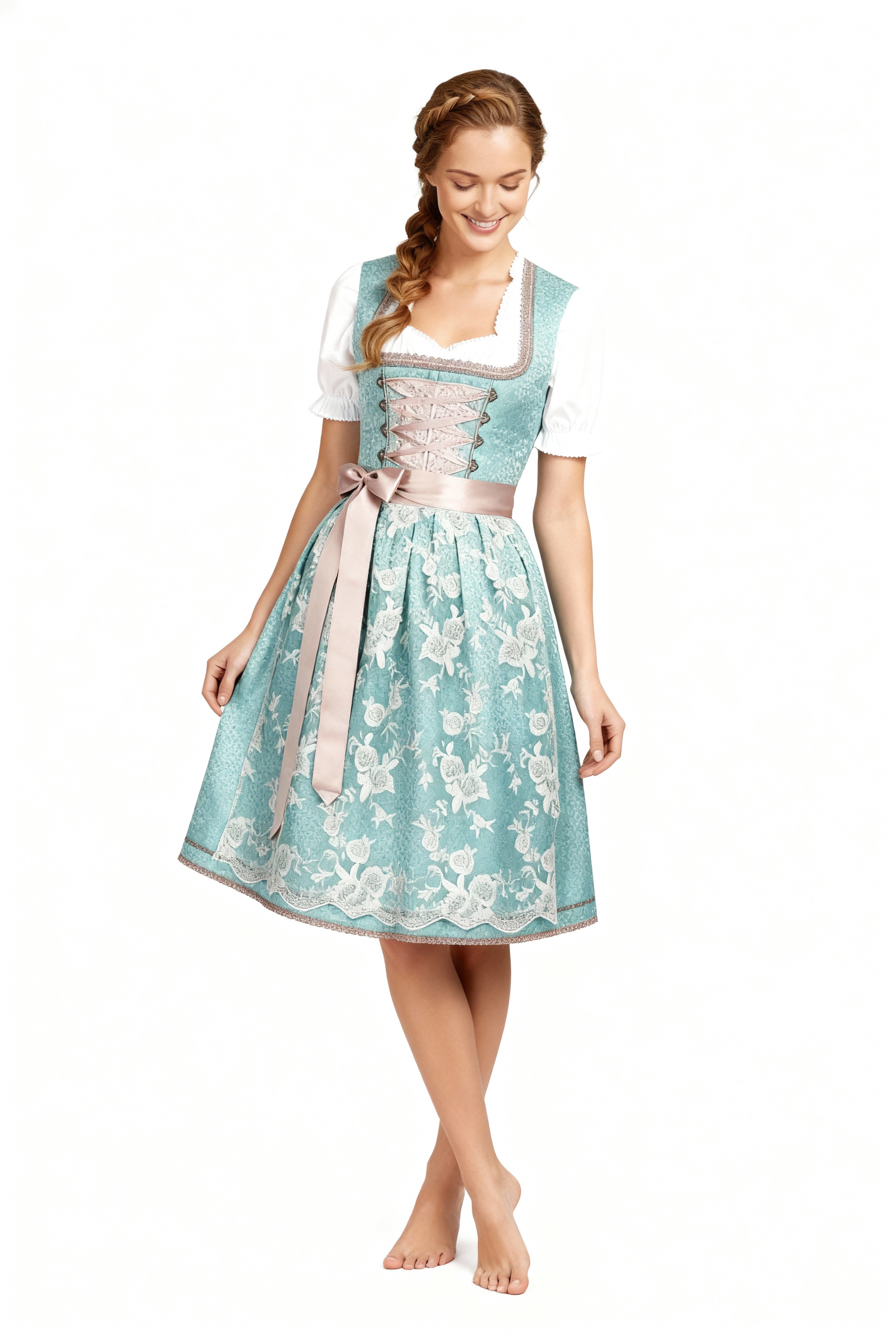 Women's dirndls in a classic cut with a sweetheart neckline and elegant embroidery - J&B; - 2 - Elvaroza.com