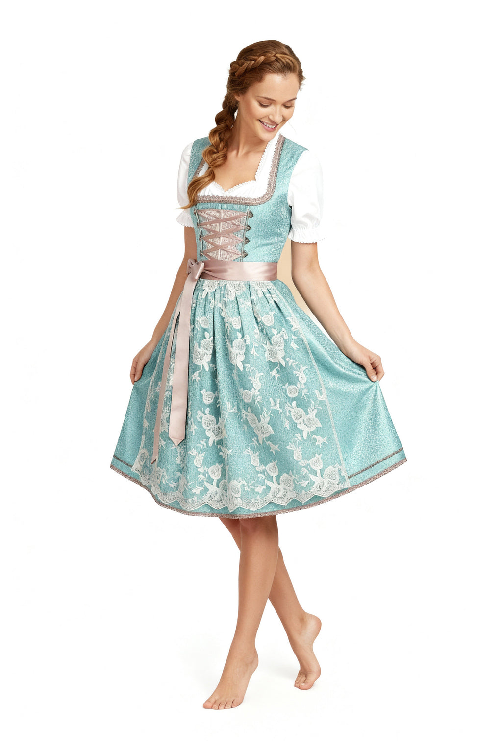 Women's dirndls in a classic cut with a sweetheart neckline and elegant embroidery - J&B; - 4 - Elvaroza.com