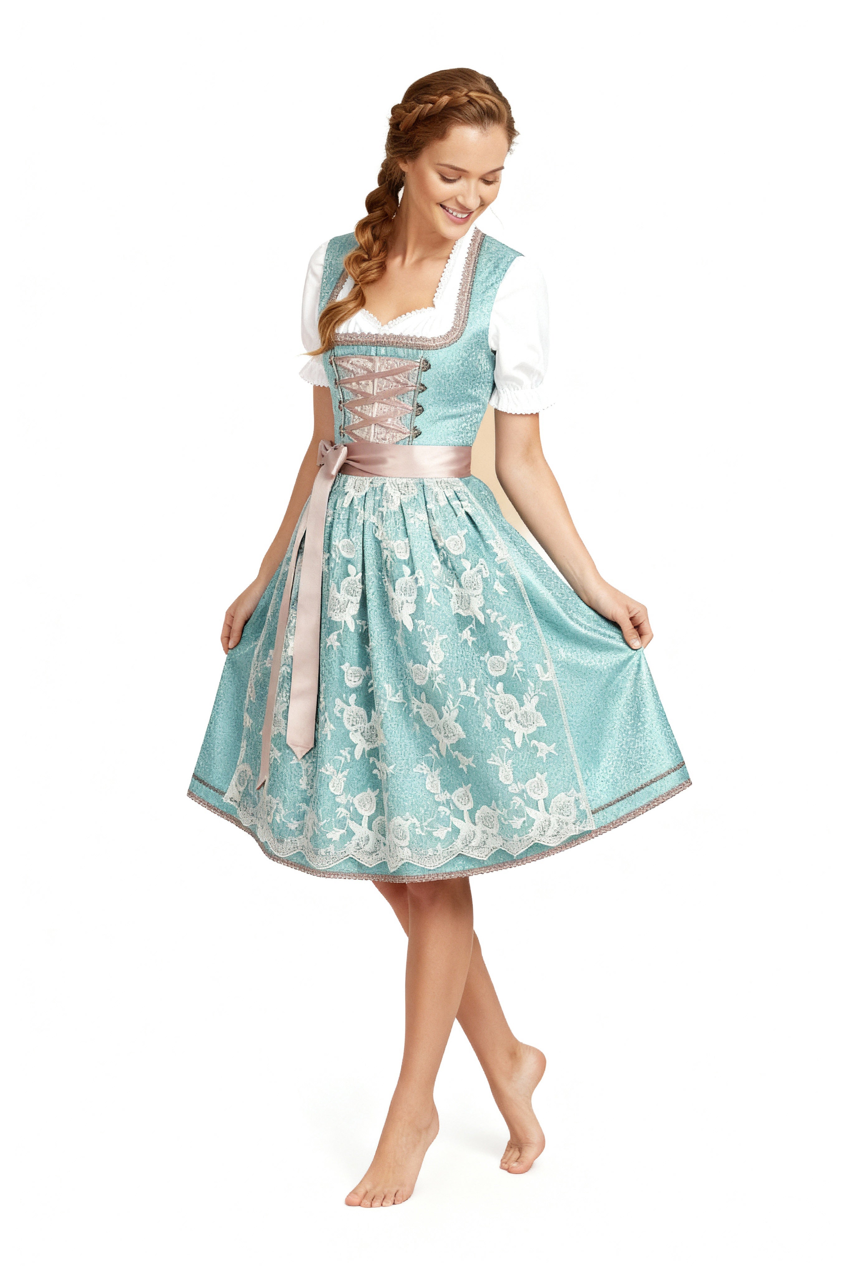 Women's dirndls in a classic cut with a sweetheart neckline and elegant embroidery - J&B; - 4 - Elvaroza.com