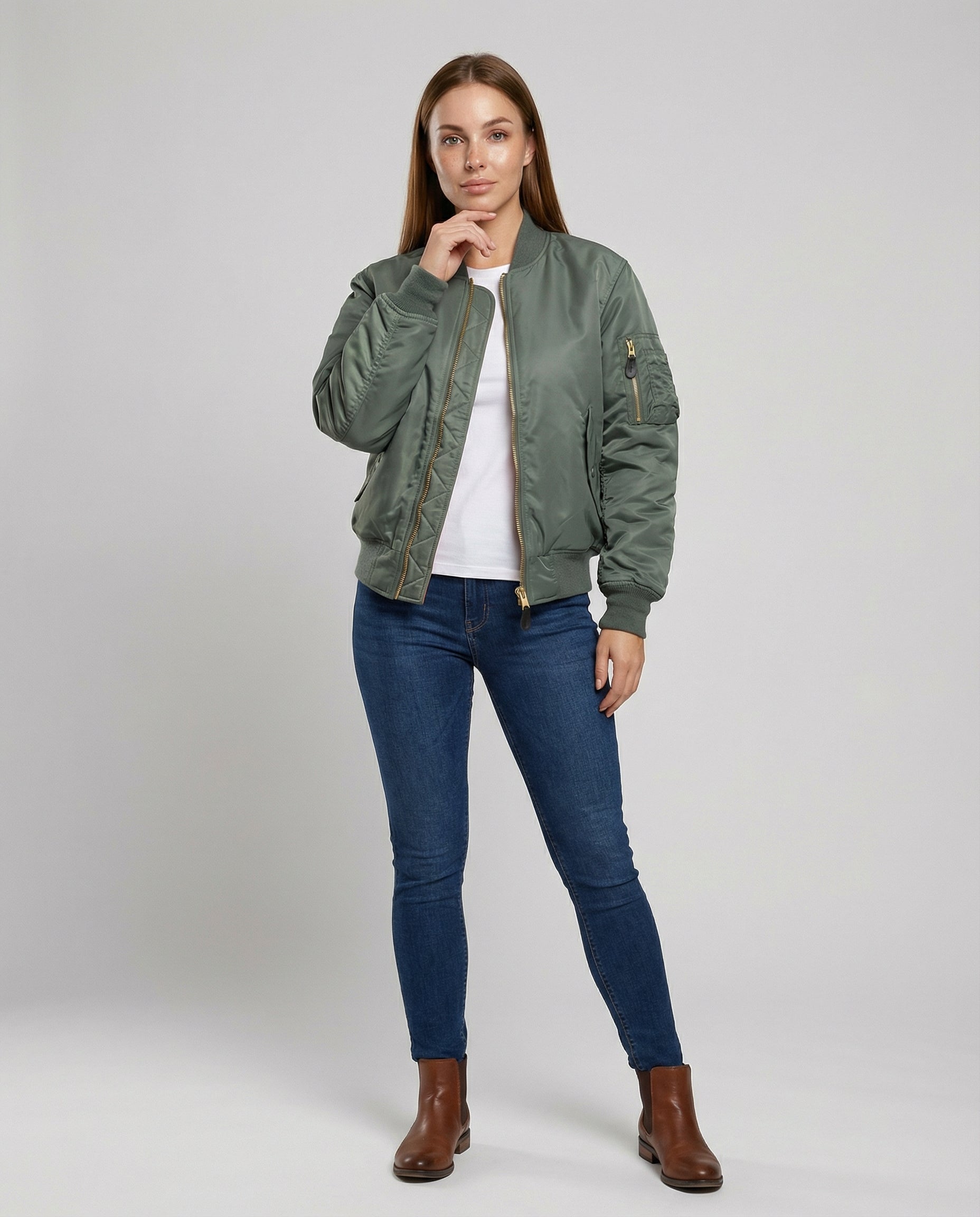 Women's Bomber Jacket – Relaxed Fit with Practical Pockets - J&B; - 2 - Elvaroza.com