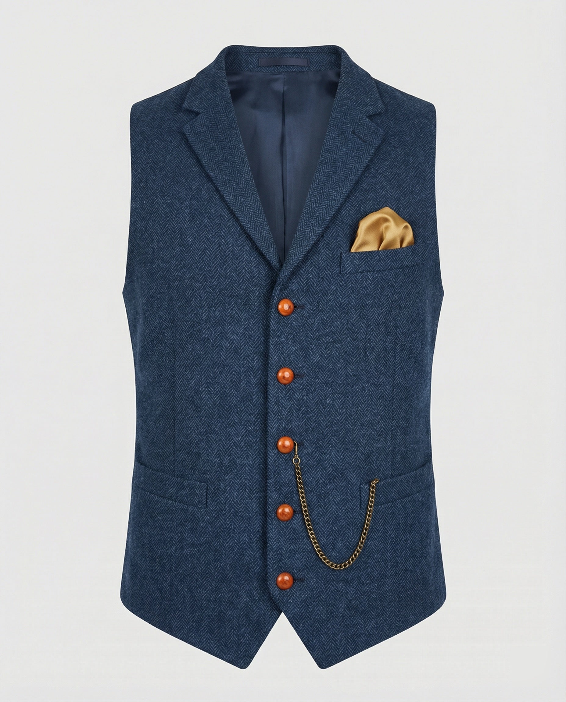 Stylish men's vest with a herringbone pattern and chain - J&B; - 3 - Elvaroza.com