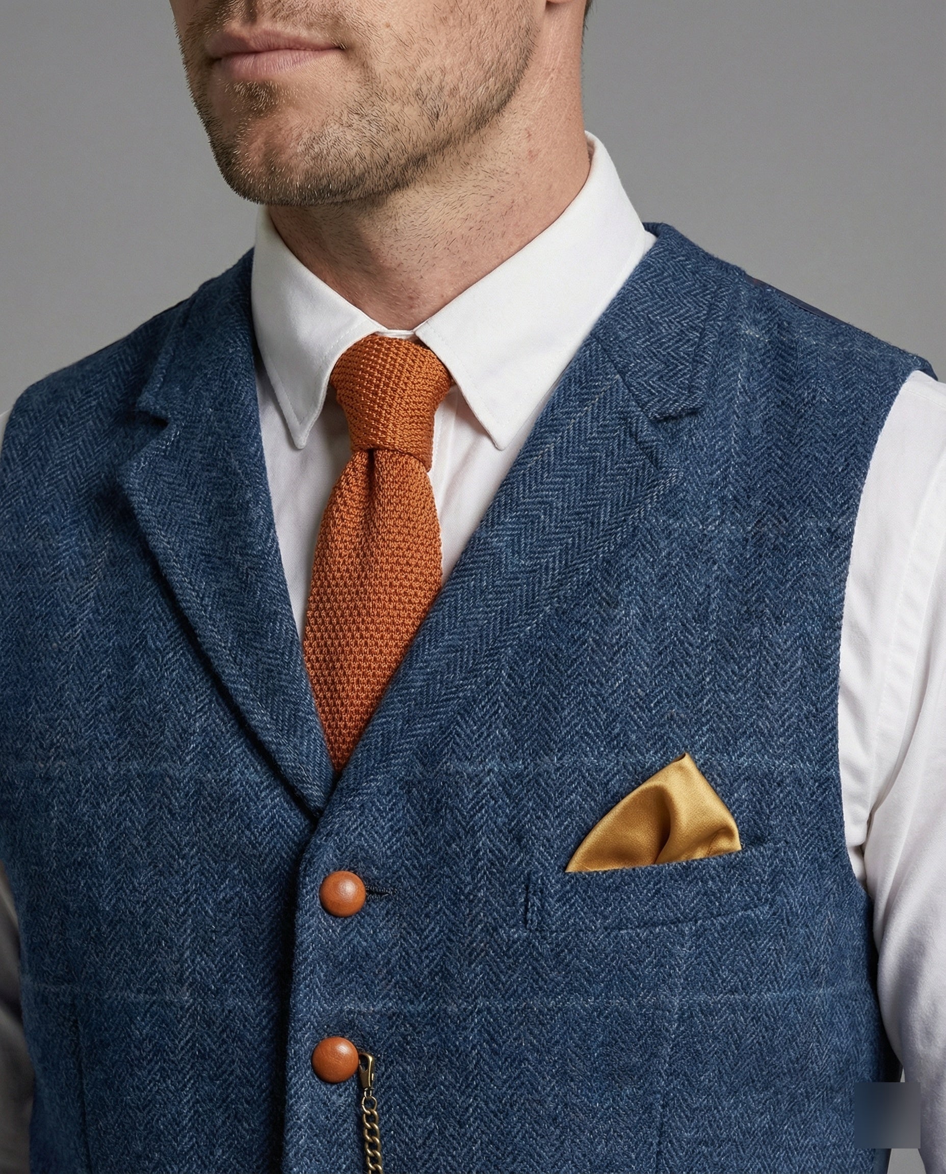 Stylish men's vest with a herringbone pattern and chain - J&B; - 5 - Elvaroza.com