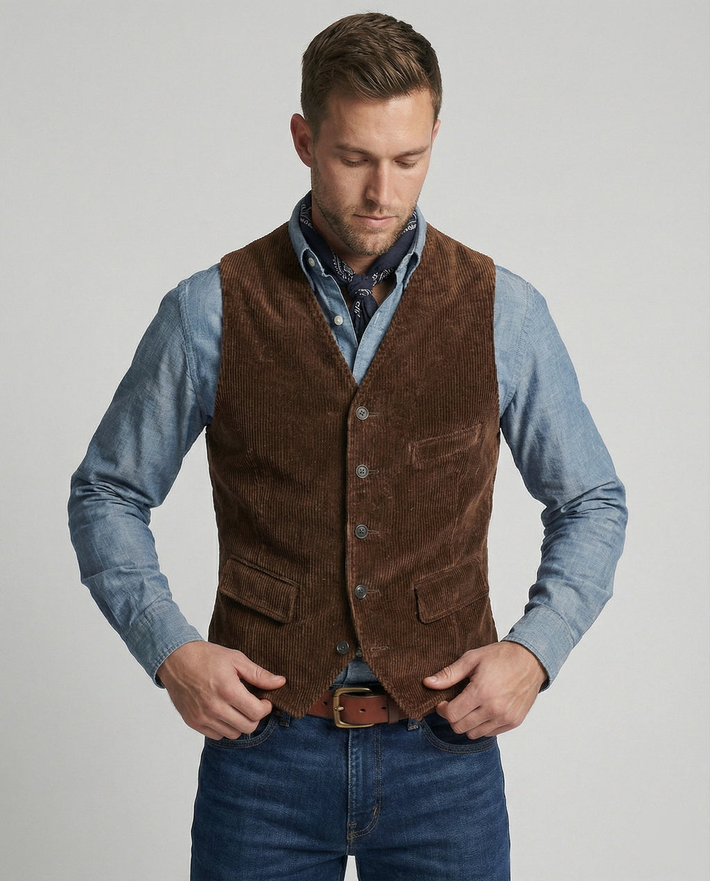 Classic Men's Corduroy Vest with Pockets - J&B; - 1 - Elvaroza.com