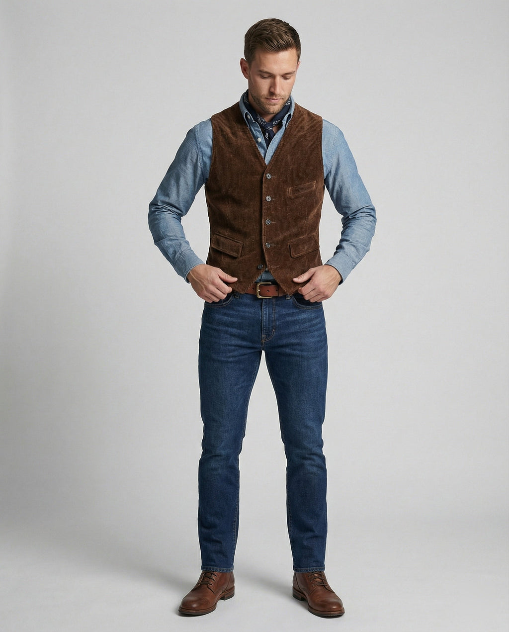 Classic Men's Corduroy Vest with Pockets - J&B; - 3 - Elvaroza.com