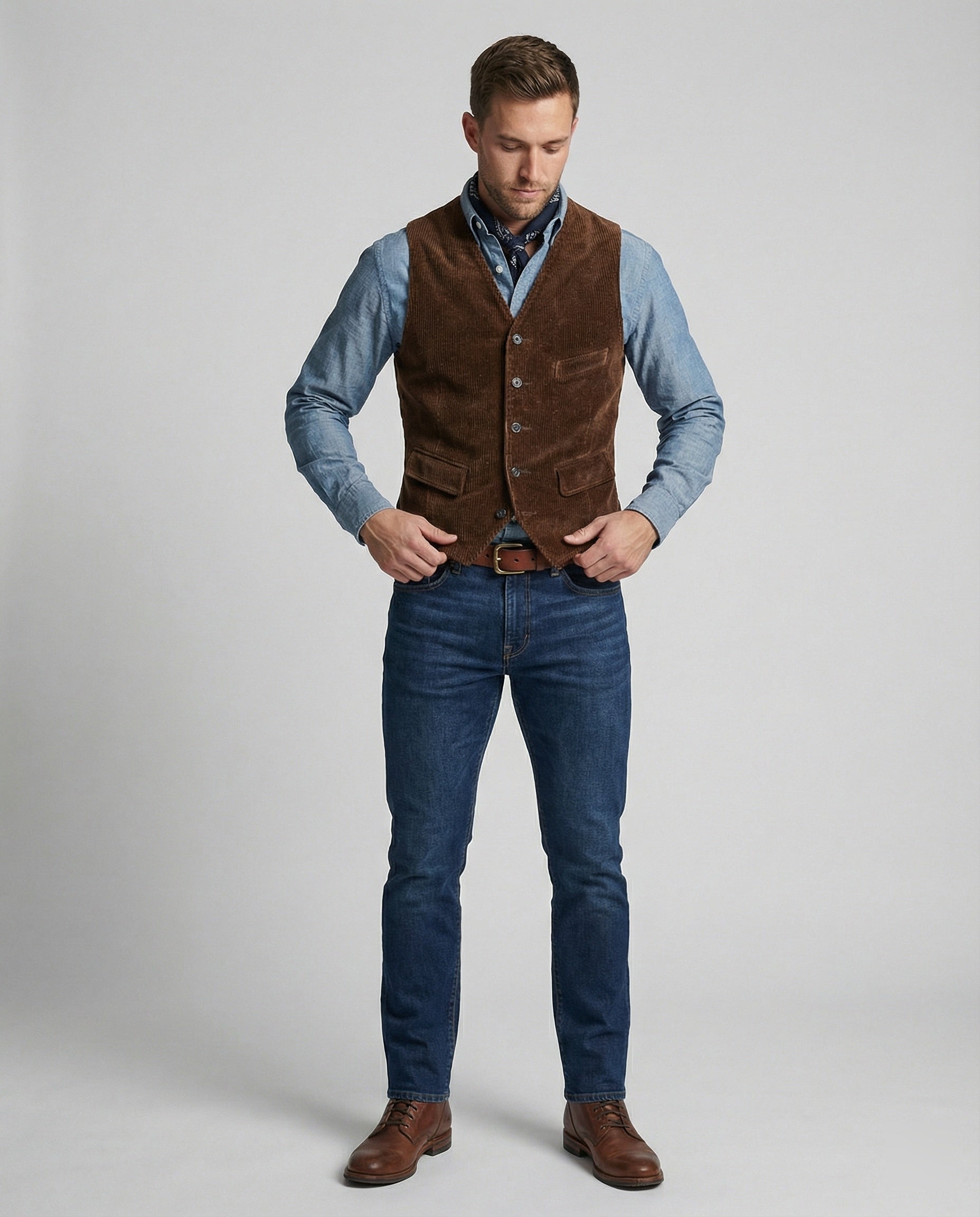 Classic Men's Corduroy Vest with Pockets - J&B; - 3 - Elvaroza.com