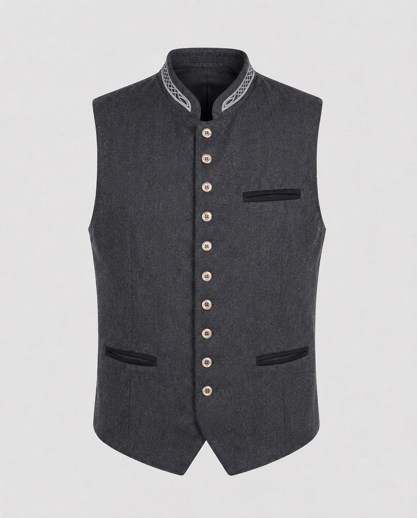 Men's Vest with Stand-Up Collar and Button Placket - J&B; - 1 - Elvaroza.com