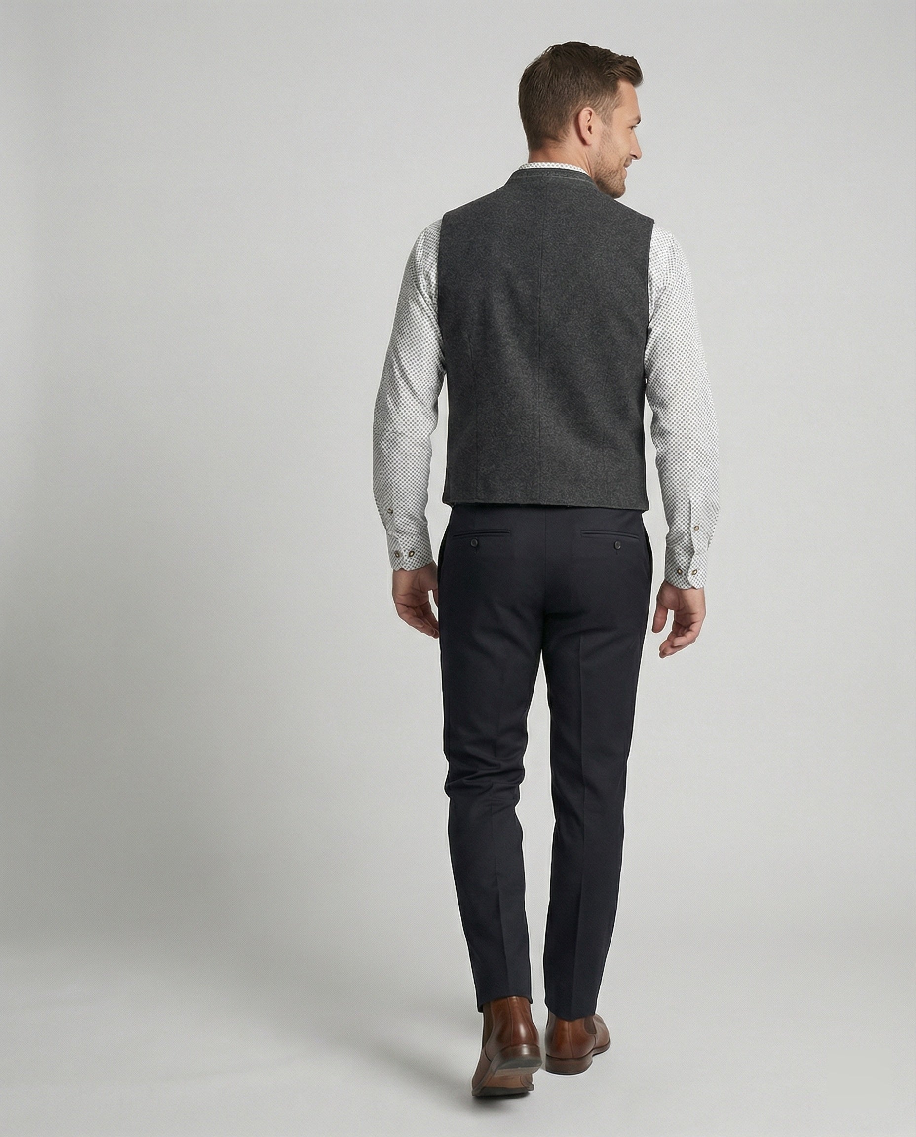 Men's Vest with Stand-Up Collar and Button Placket - J&B; - 4 - Elvaroza.com