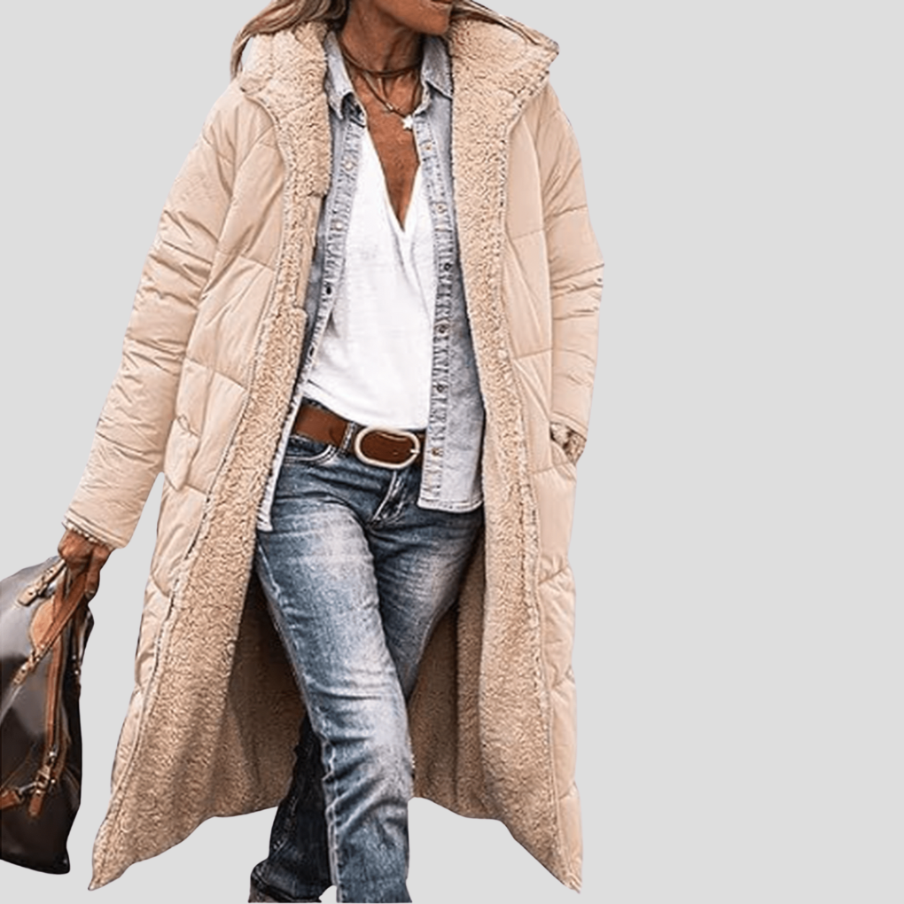 Long Women's Winter Coat with Reversible Design and Teddy Lining - J&B; - 6 - Elvaroza.com