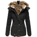 Women's Winter Jacket, Fitted with Faux Fur Hood and Quilted Design - J&B; - 1 - Elvaroza.com