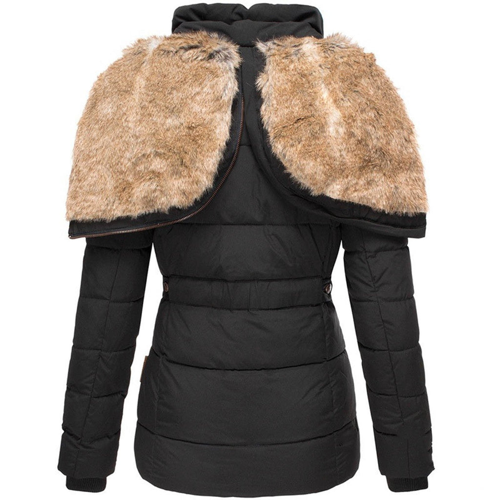 Women's Winter Jacket, Fitted with Faux Fur Hood and Quilted Design - J&B; - 8 - Elvaroza.com