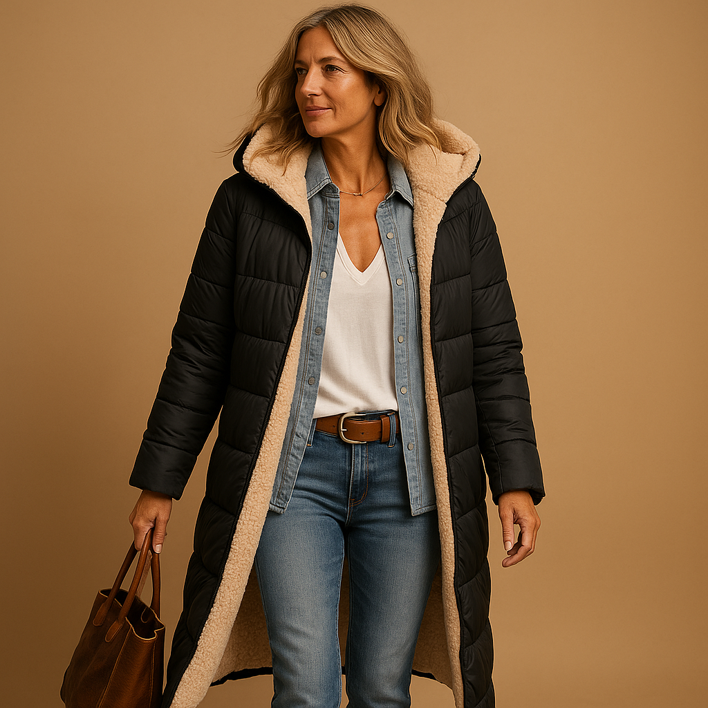 Women's Long Winter Coat with Hood and Cozy Lining - J&B; - 1 - Elvaroza.com