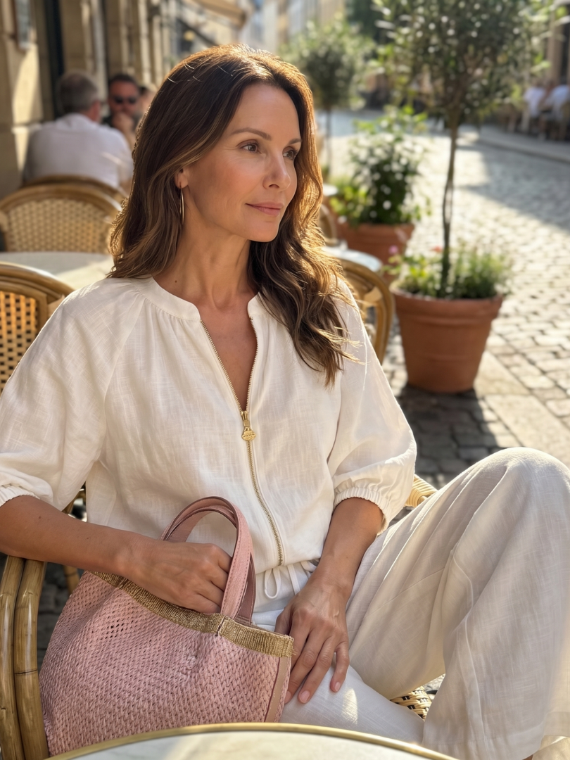 Two-piece set for women in a relaxed fit with puff sleeves and pants - J&B; - 17 - Elvaroza.com