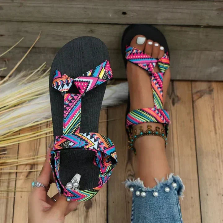 Gabriele – Printed Strap Summer Sandals - Image 3