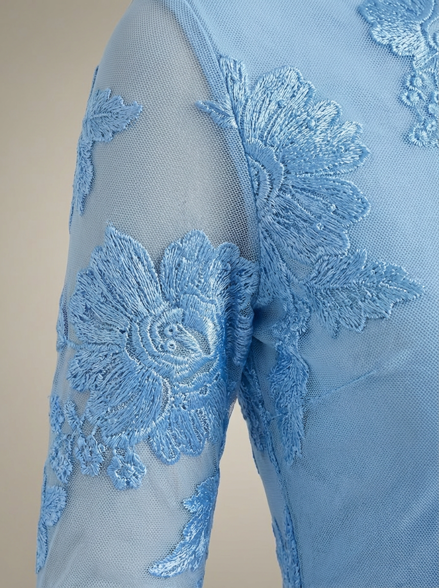 Mini Dress Women's Bell Sleeve Floral Embroidery - Image 8