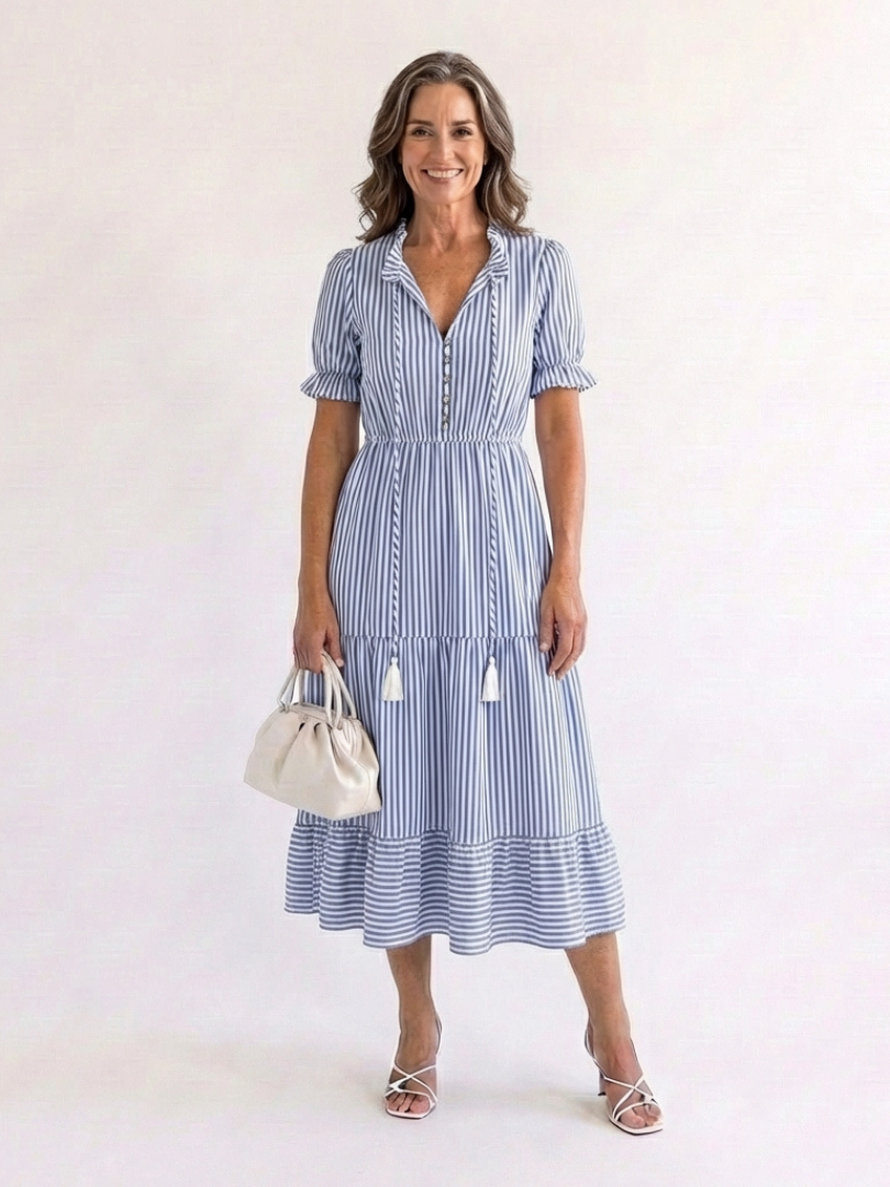 Brigitte – Elegantes gestreiftes Stufenkleid für Damen - Image 7