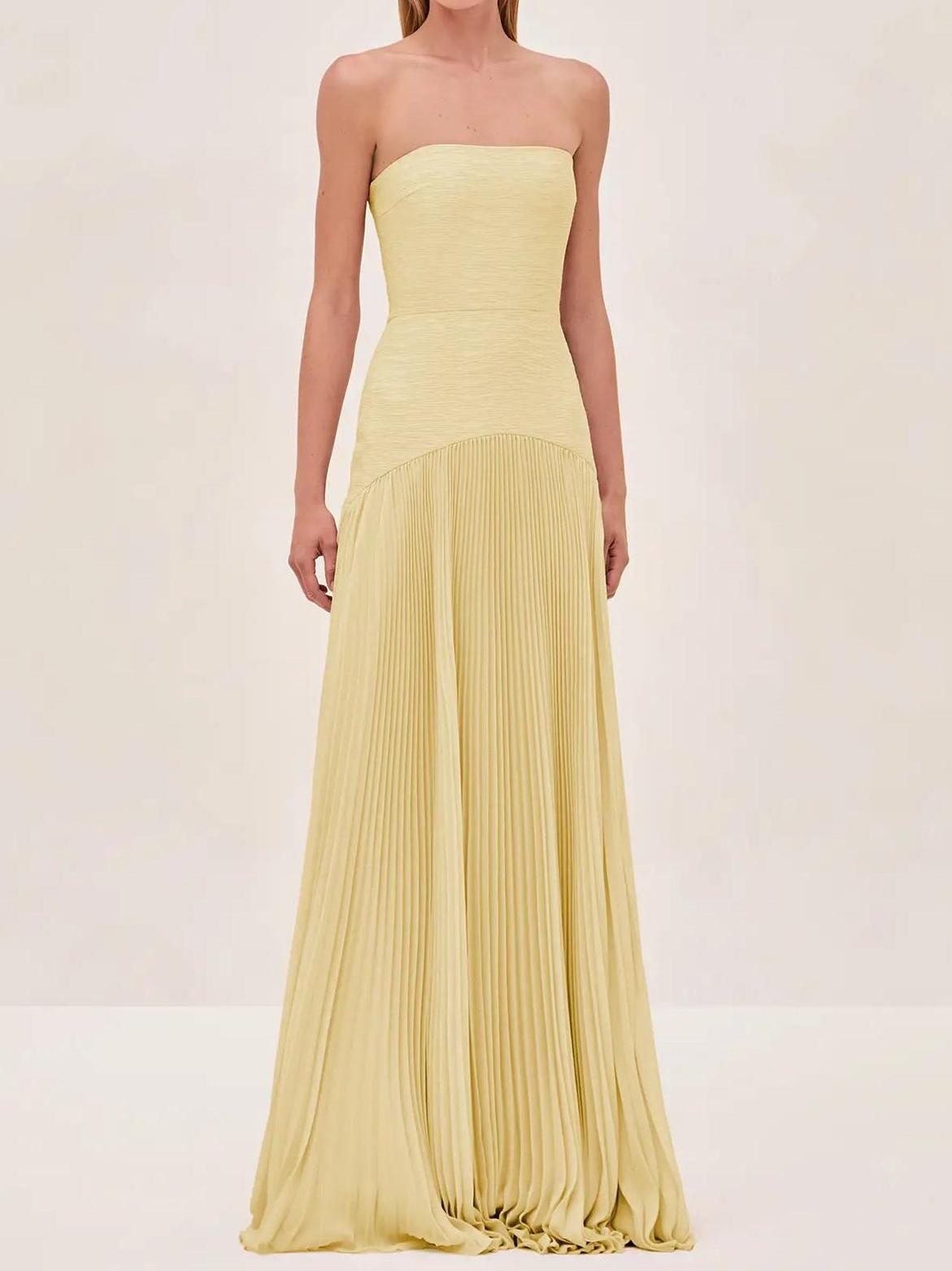 Harper – Women Strapless Pleated Maxi Dress - Image 7