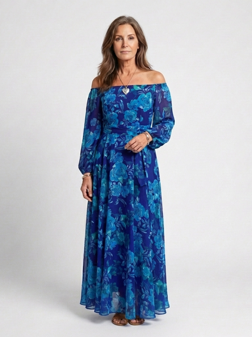 Alina – Elegantes schulterfreies Maxikleid für Damen - Image 1