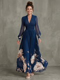 Women's evening gown with a flowing silhouette and V-neck - J&B; - 1 - Elvaroza.com