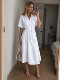 Women's shirt dress with a floral openwork pattern and a belt at the waist - J&B; - 1 - Elvaroza.com