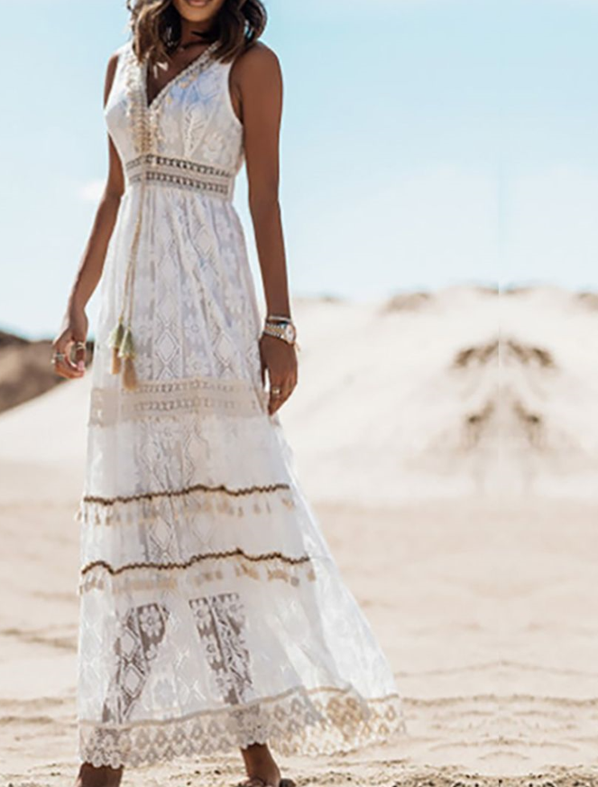 Sandra – Lace Panel Waist Cut Dress - Image 3