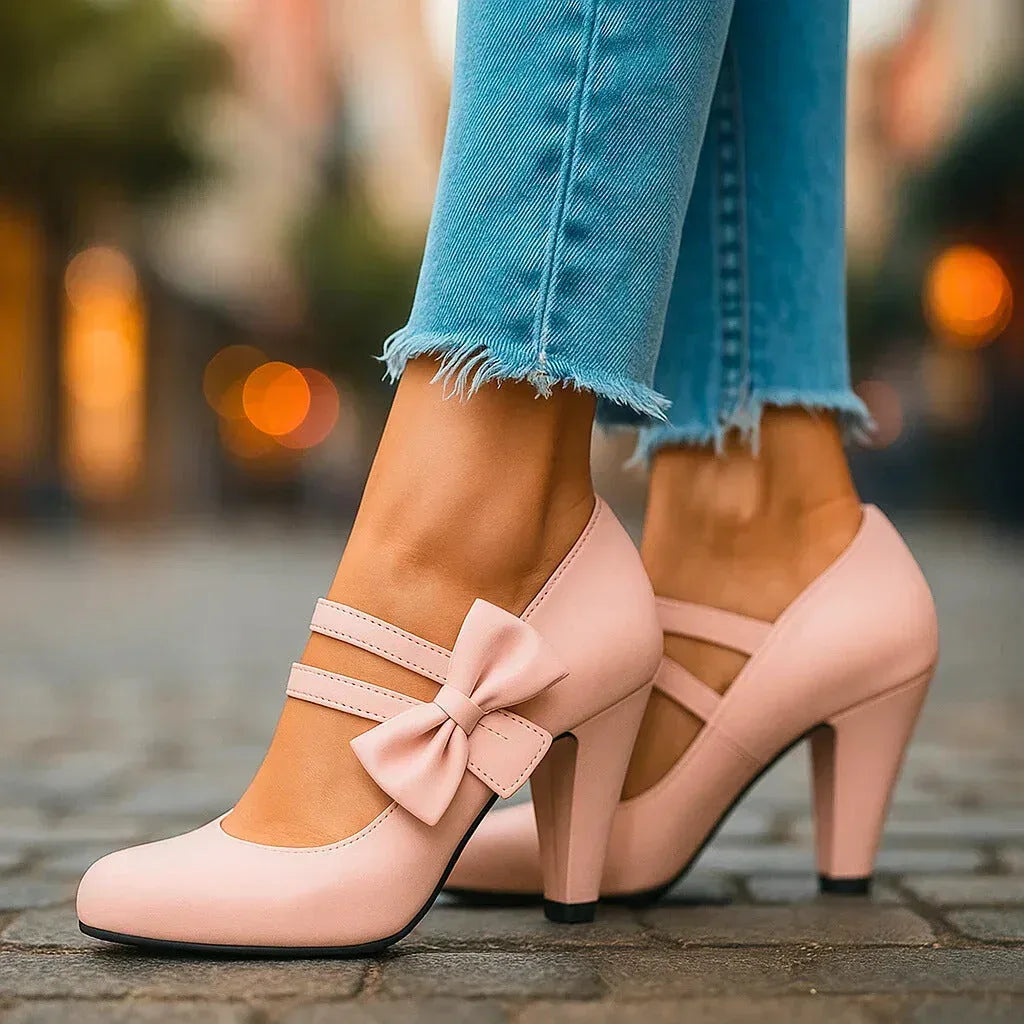 Elise – Elegant Bow Detail Heels - Image 1