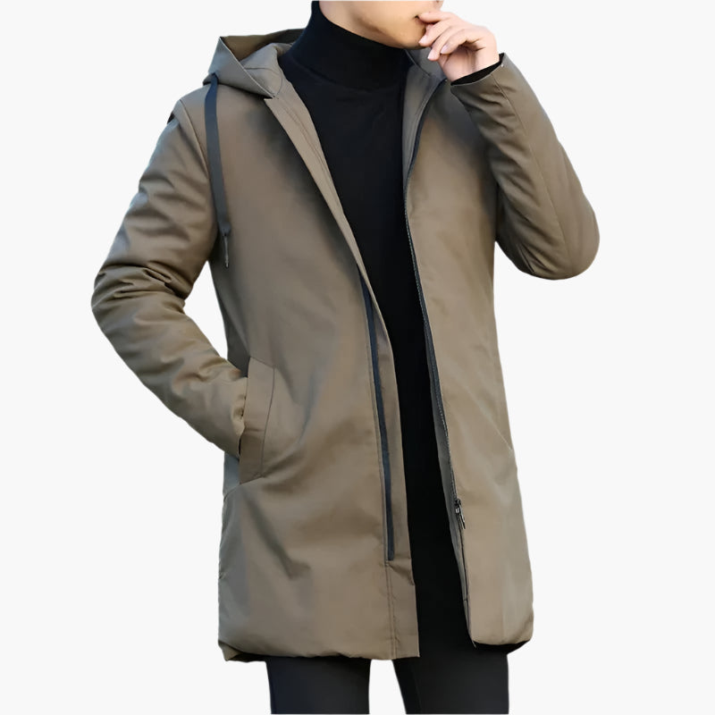 Long Men's Jacket with Hood and Zipper - J&B; - 6 - Elvaroza.com