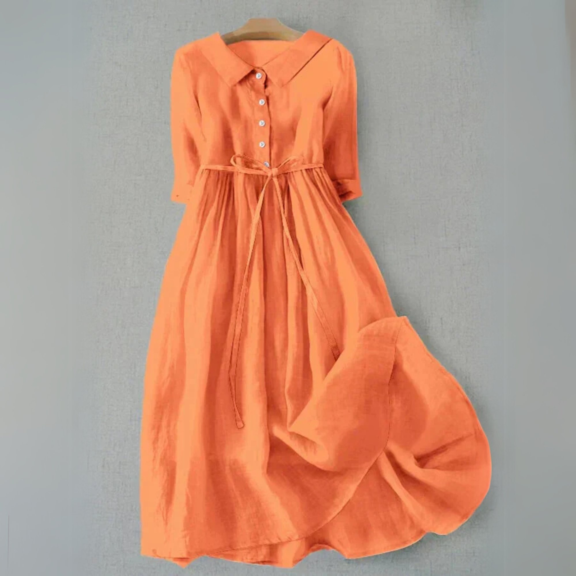 Kerstin – Women Cotton and Linen Button-Up Dress - Image 2